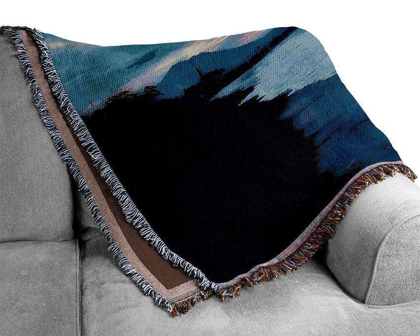 Blue Morning Sunrise Woven Blanket