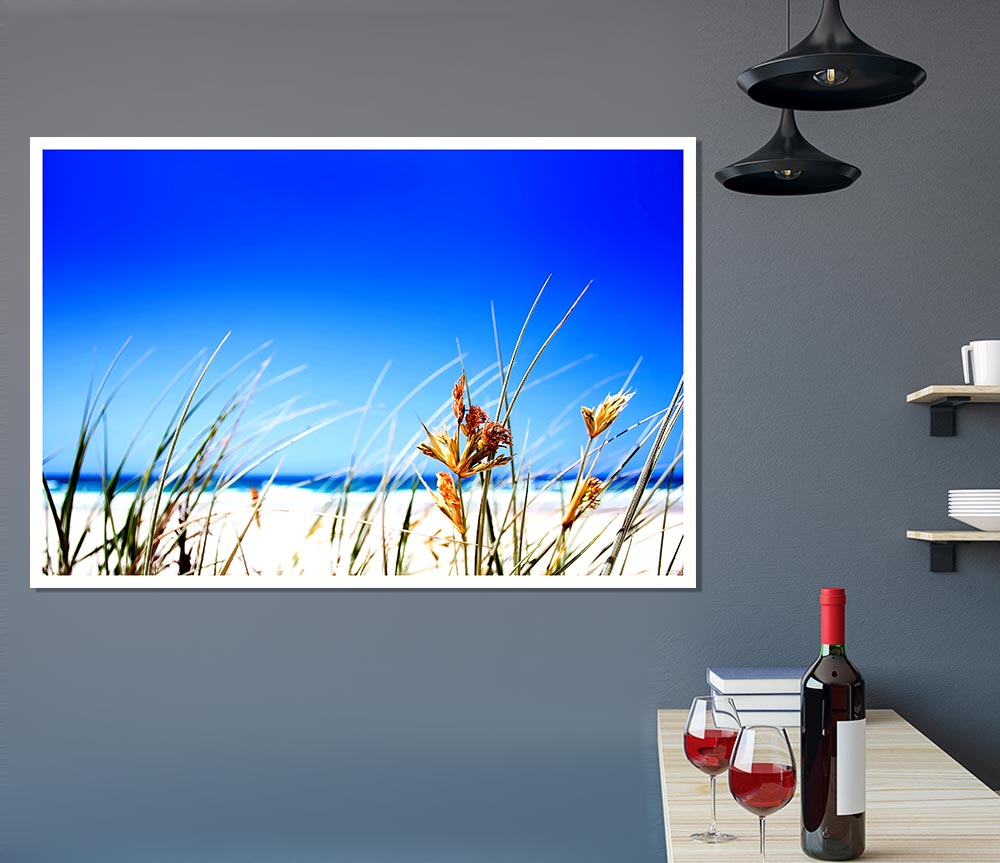 Clear Beach Sky Print Poster Wall Art