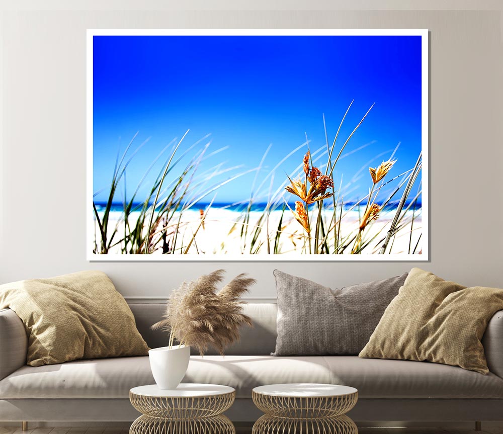 Clear Beach Sky Print Poster Wall Art