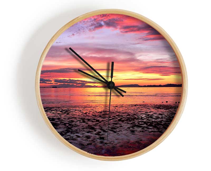 Pebbles In the Morning Sunrise Clock - Wallart-Direct UK