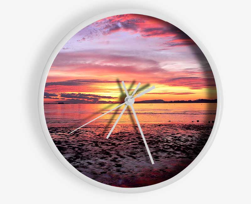 Pebbles In the Morning Sunrise Clock - Wallart-Direct UK