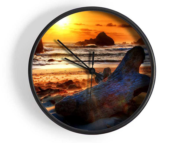 Driftwood At Sunset Clock - Wallart-Direct UK