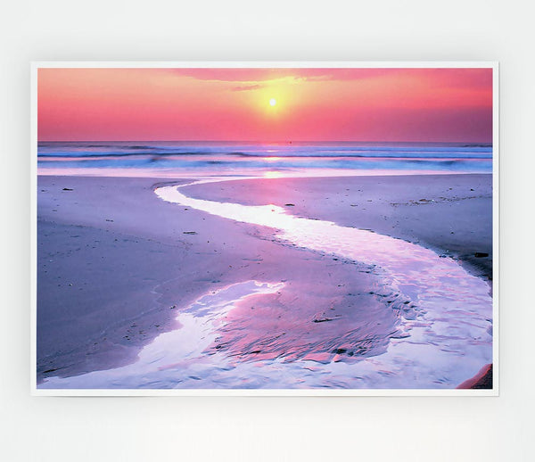 Estuary At Sunset Print Poster Wall Art