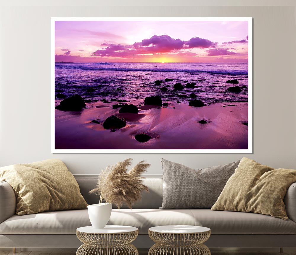 Lilac Ocean At The Crack Of Dawn Print Poster Wall Art