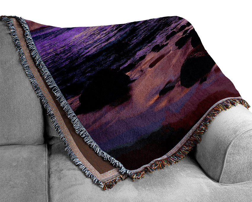 Lilac Ocean At The Crack Of Dawn Woven Blanket