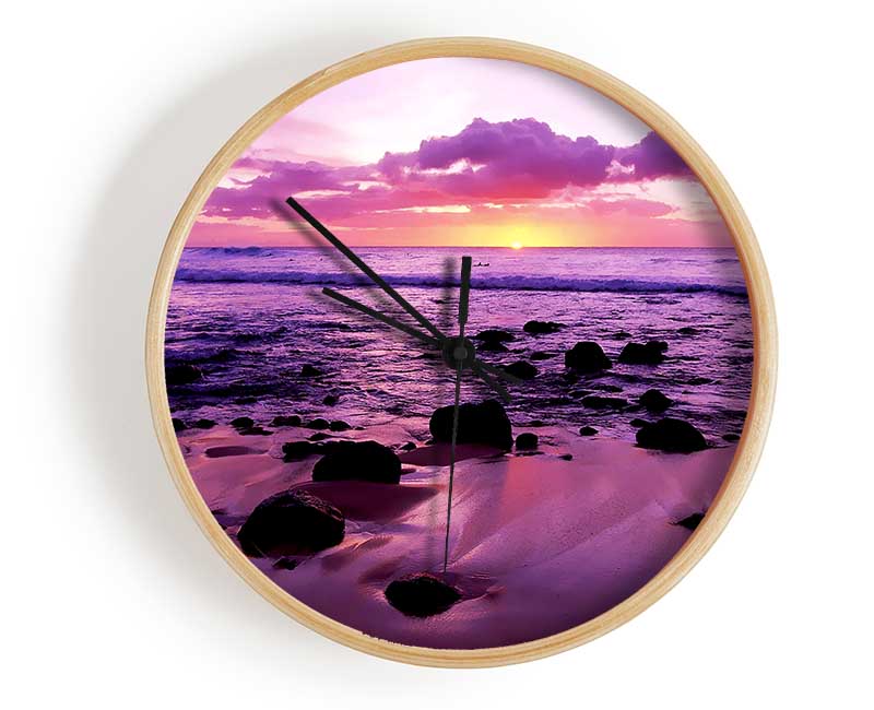 Lilac Ocean At The Crack Of Dawn Clock - Wallart-Direct UK