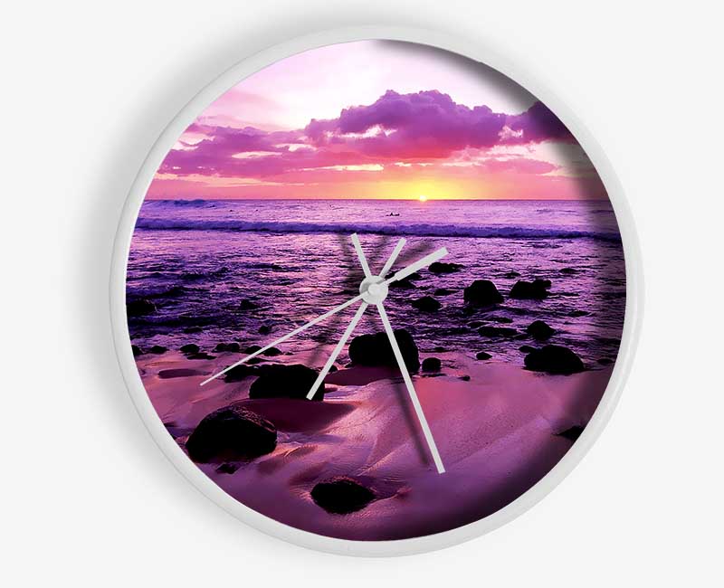 Lilac Ocean At The Crack Of Dawn Clock - Wallart-Direct UK