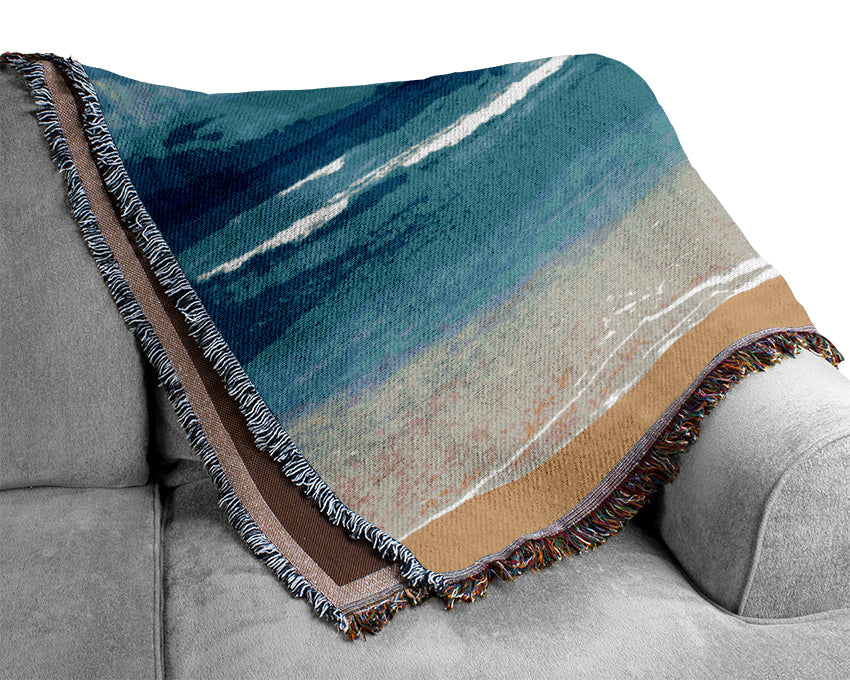 Ocean Waves Lapping On The Perfect Sands Woven Blanket