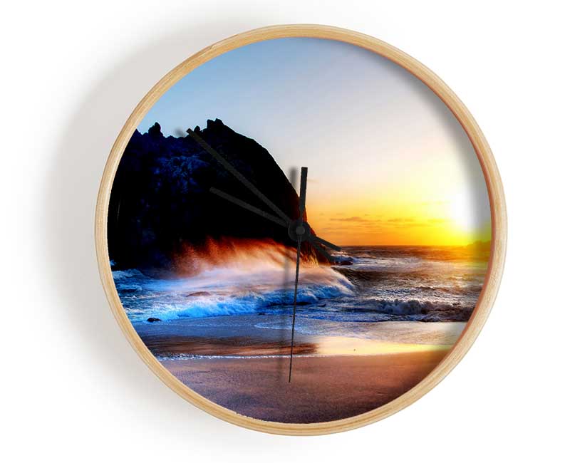 Ocean Waves At Sunset Clock - Wallart-Direct UK