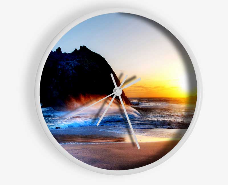 Ocean Waves At Sunset Clock - Wallart-Direct UK