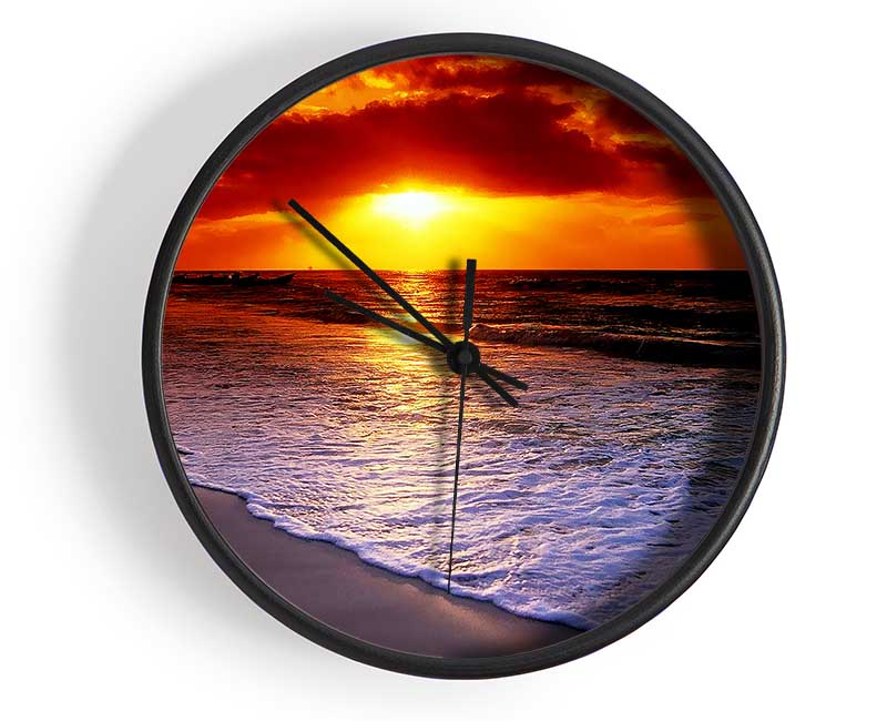 Red Ocean Shoreline Clock - Wallart-Direct UK