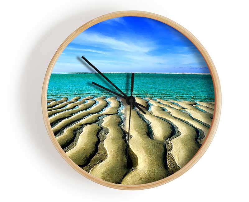 Sand Patterned Ocean Clock - Wallart-Direct UK