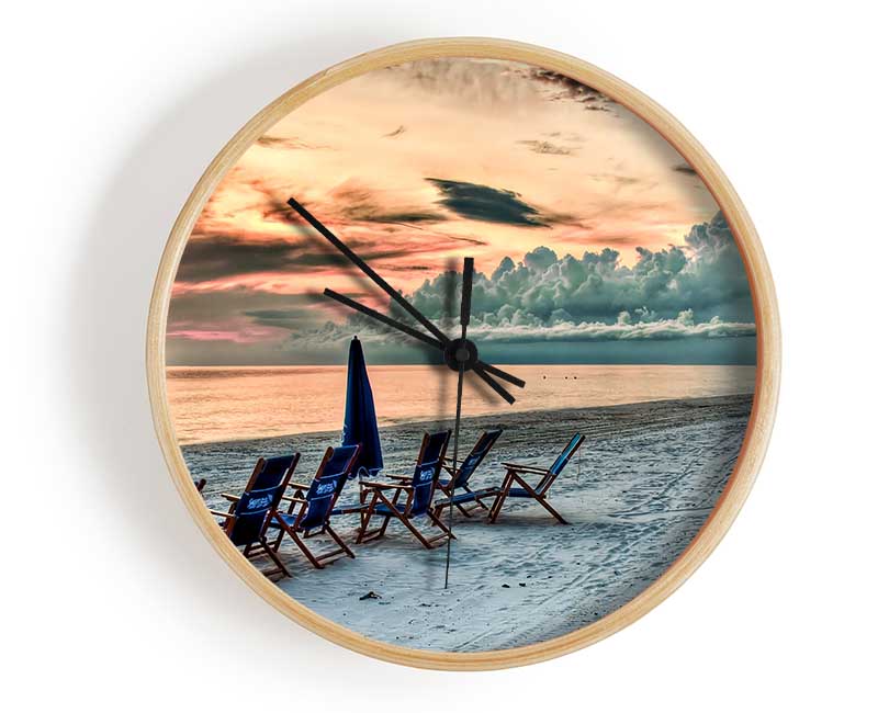 Seaside At Sunset Clock - Wallart-Direct UK