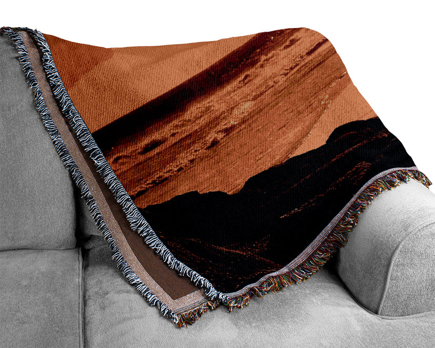 Surfer At Dawn Orange Woven Blanket