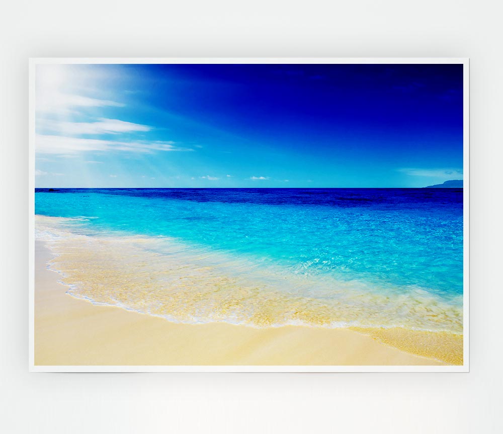 Turquoise Ocean Sun Blaze Print Poster Wall Art