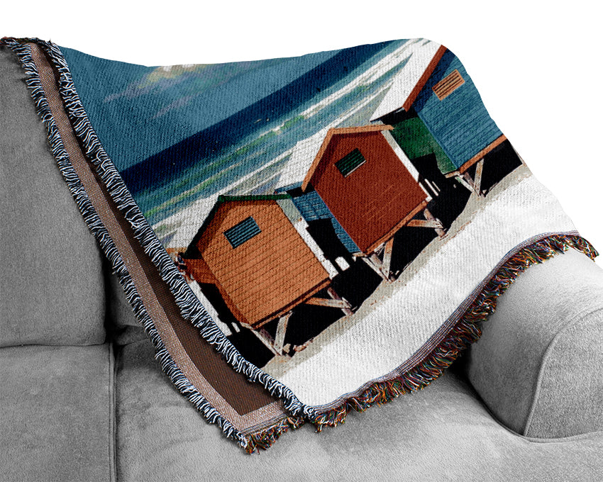 Beach Huts 2 Woven Blanket