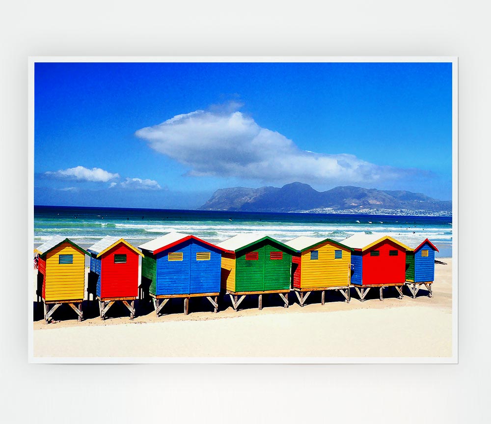 Beach Huts 2 Print Poster Wall Art