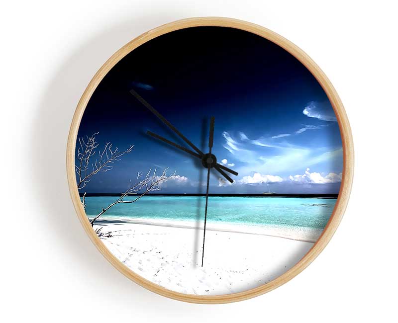 Perfect White Sands In The Dark Blue Skies Clock - Wallart-Direct UK