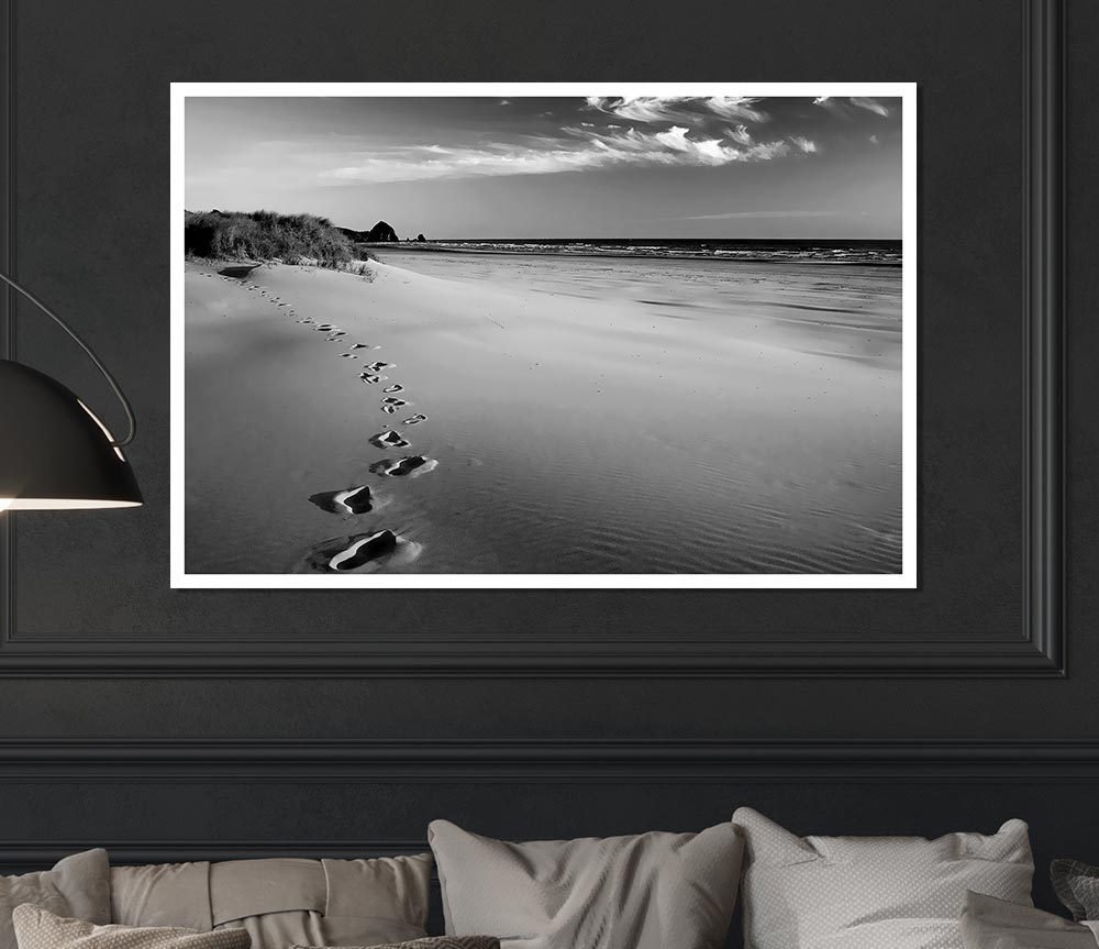 Footprints B N W Print Poster Wall Art