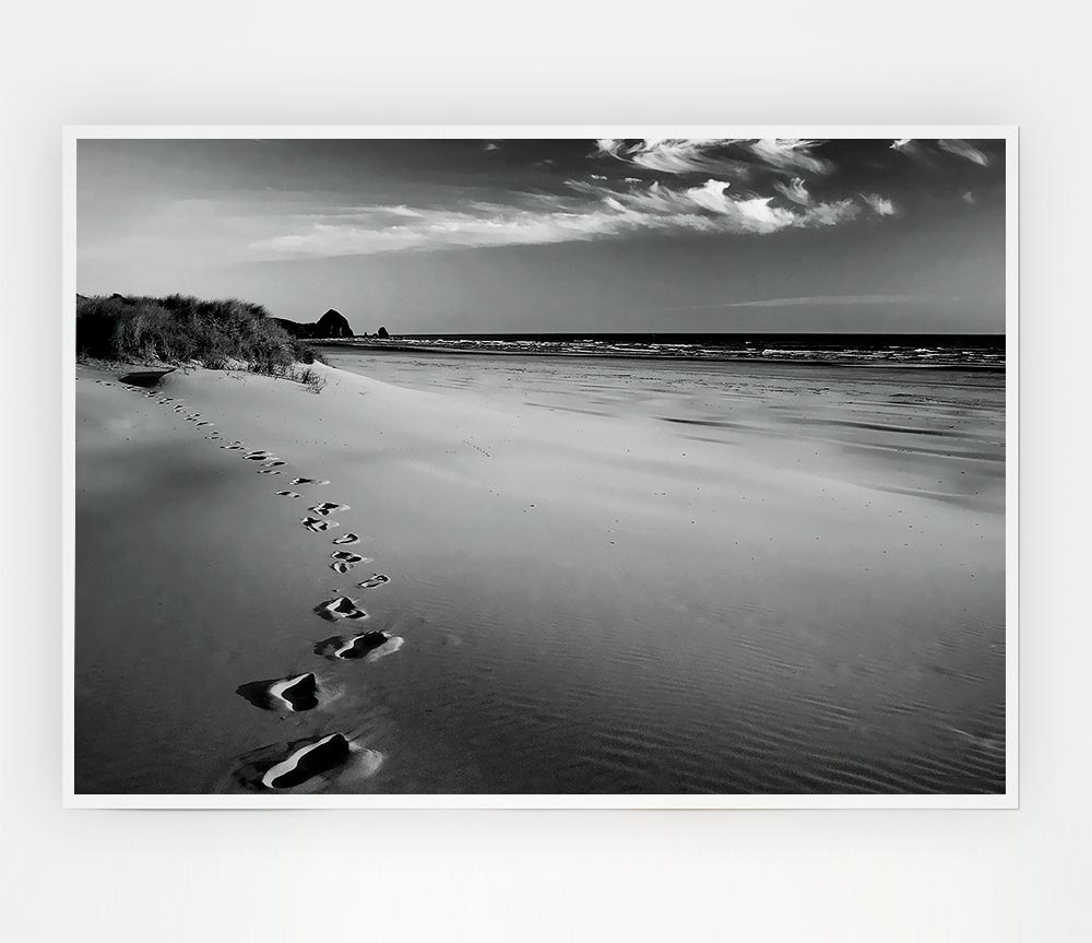 Footprints B N W Print Poster Wall Art