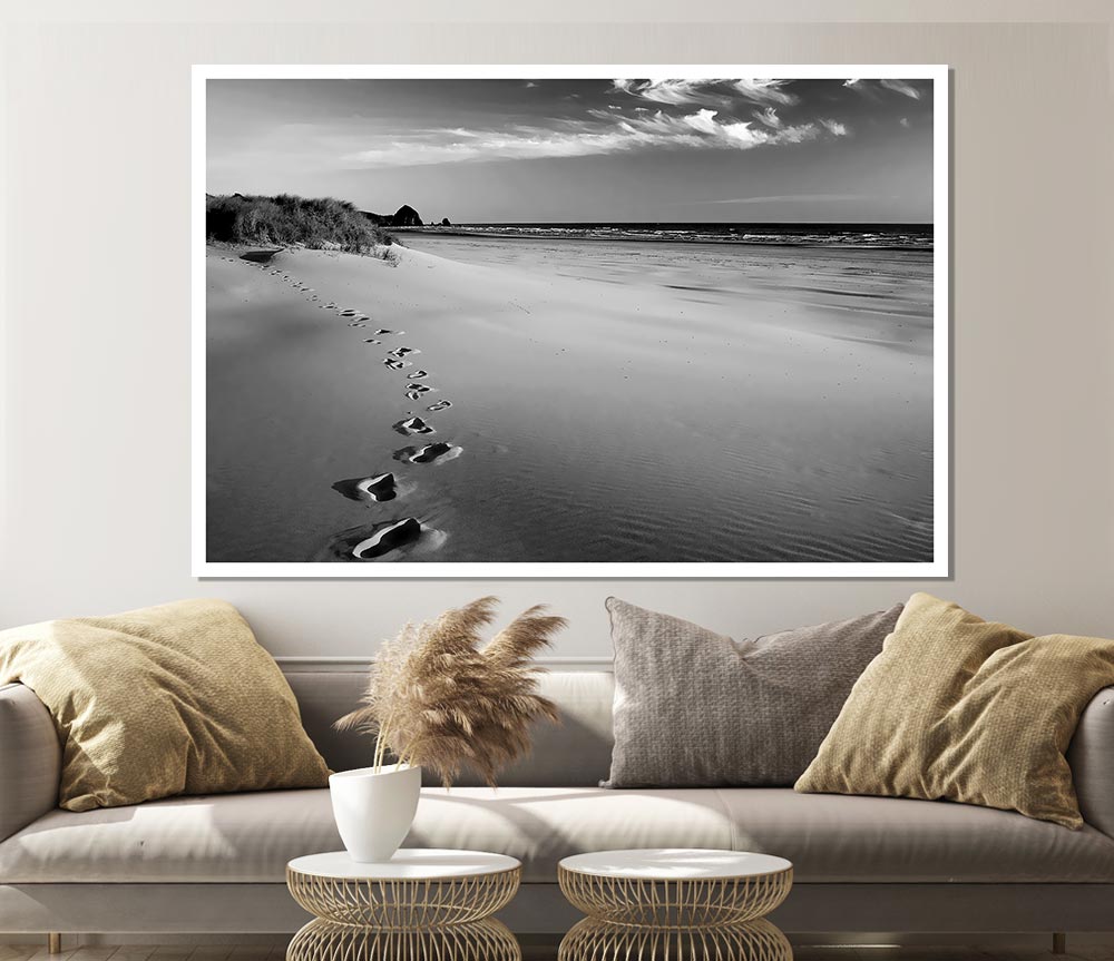 Footprints B N W Print Poster Wall Art