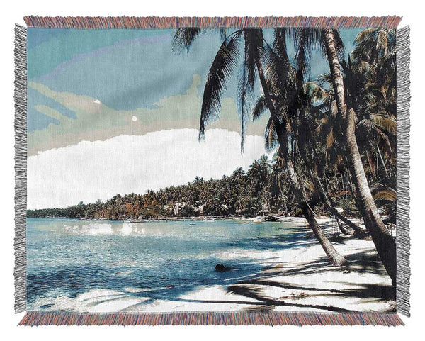 Relaxing Palm Tree Island Woven Blanket