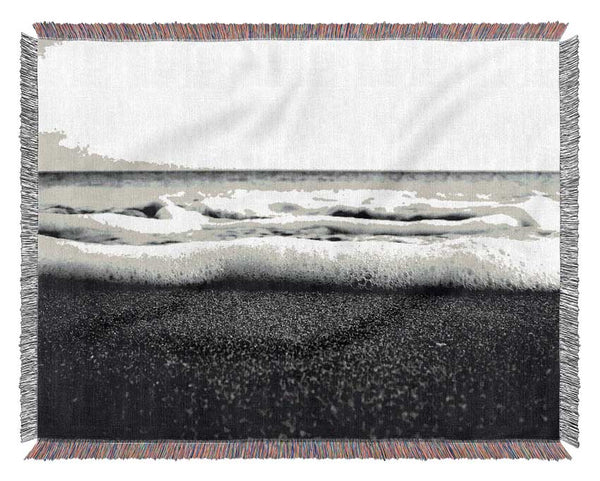 The Ebb Of The Ocean B n W Woven Blanket