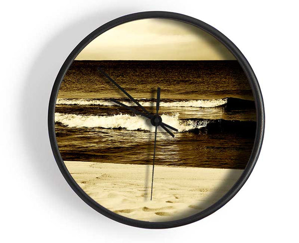 The Lapping Of The Waves Brown Clock - Wallart-Direct UK