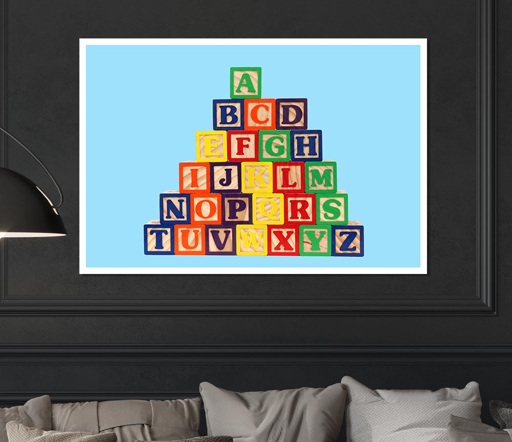 Alphabet Blocks Baby Blue Print Poster Wall Art