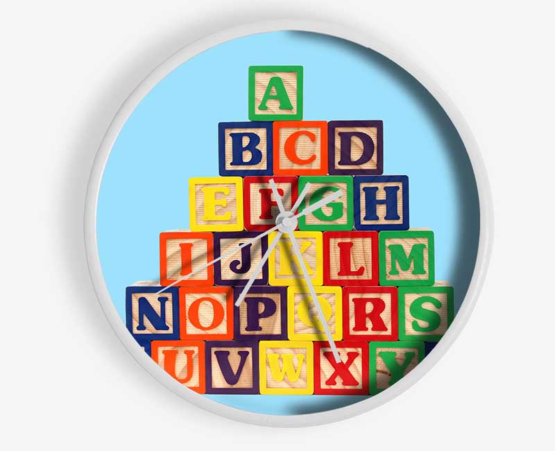 Alphabet Blocks Baby Blue Clock - Wallart-Direct UK