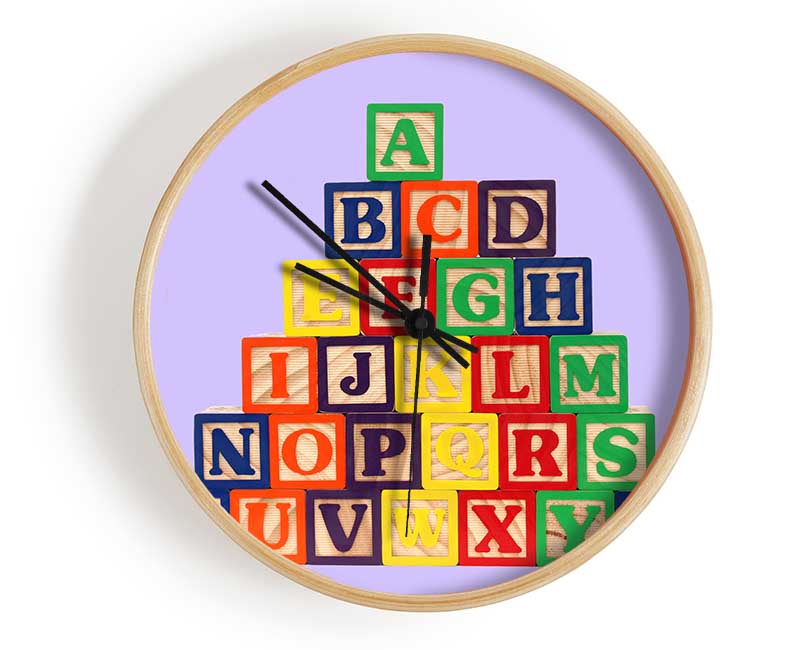 Alphabet Blocks Lilac Clock - Wallart-Direct UK