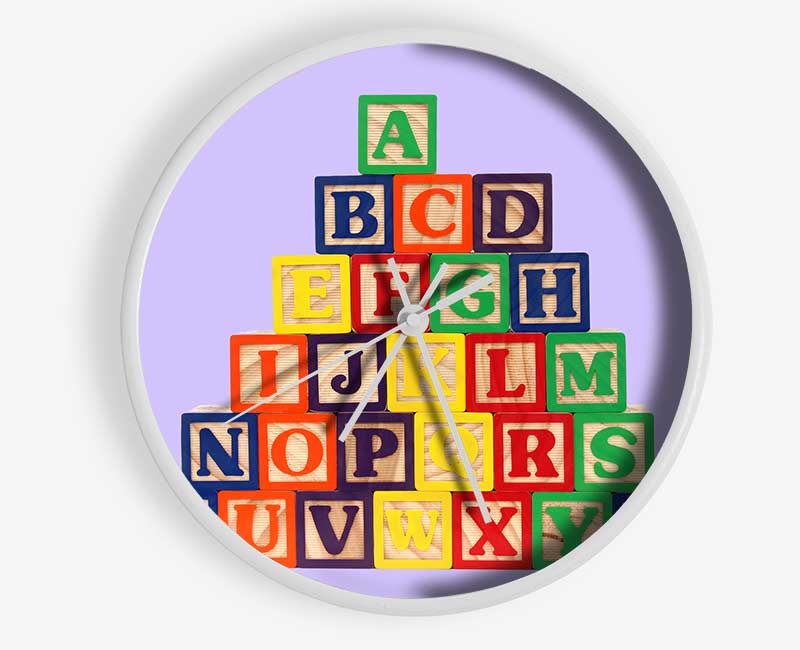 Alphabet Blocks Lilac Clock - Wallart-Direct UK