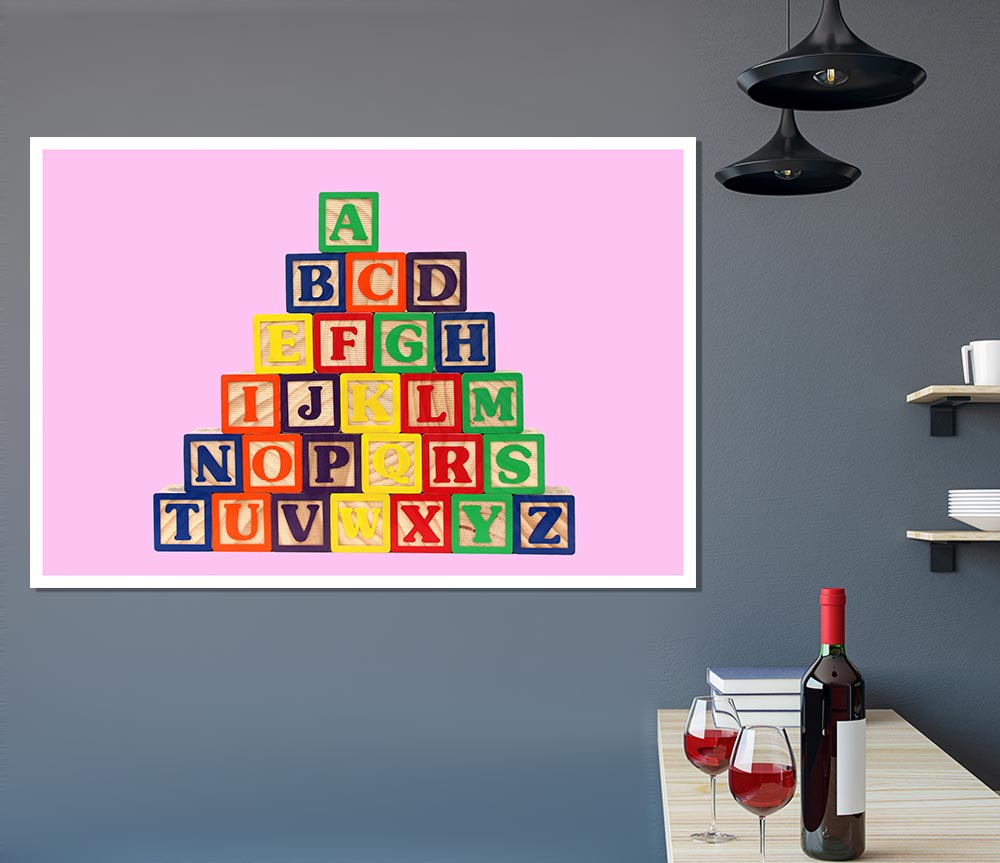 Alphabet Blocks Pink Print Poster Wall Art