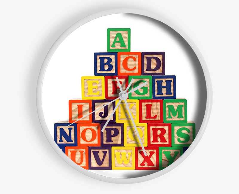 Alphabet Blocks White Clock - Wallart-Direct UK