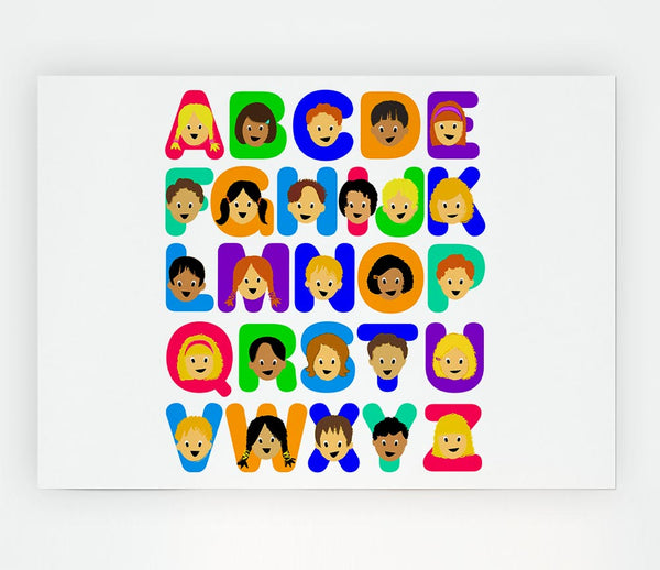 Alphabet Children White Print Poster Wall Art