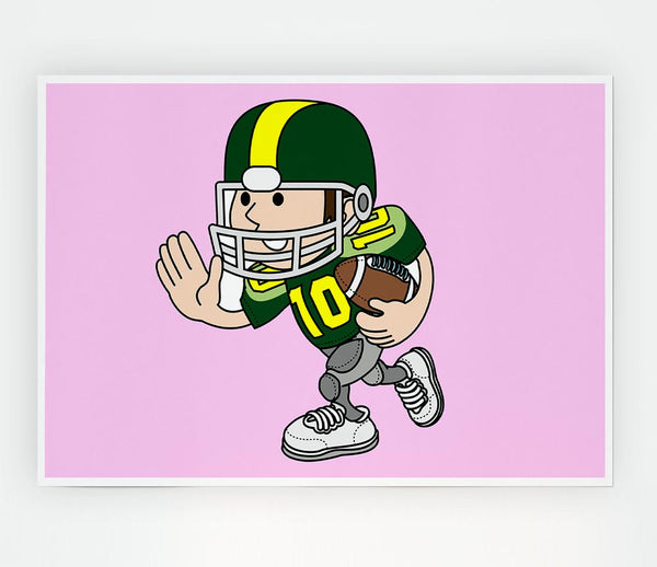 American Football Sport Player Pink Print Poster Wall Art