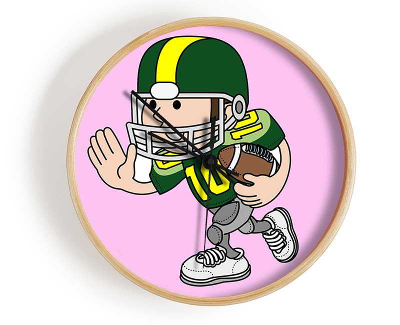 American Football Sport Player Pink Clock - Wallart-Direct UK