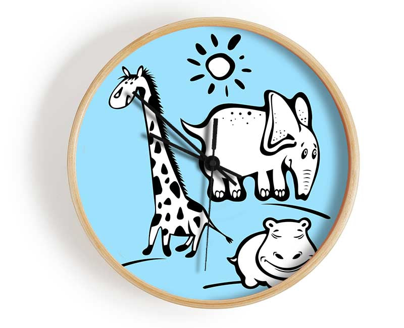 Animals Under The Sun Baby Blue Clock - Wallart-Direct UK