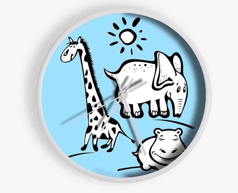 Animals Under The Sun Baby Blue Clock - Wallart-Direct UK