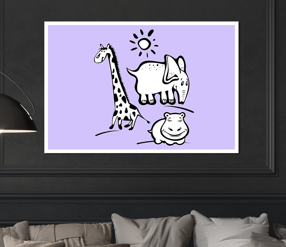 Animals Under The Sun Lilac Print Poster Wall Art