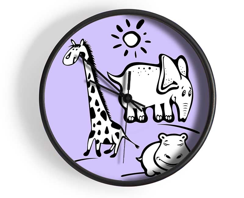 Animals Under The Sun Lilac Clock - Wallart-Direct UK