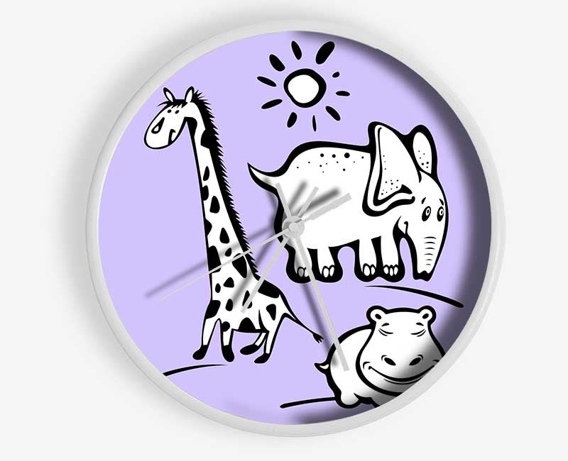 Animals Under The Sun Lilac Clock - Wallart-Direct UK