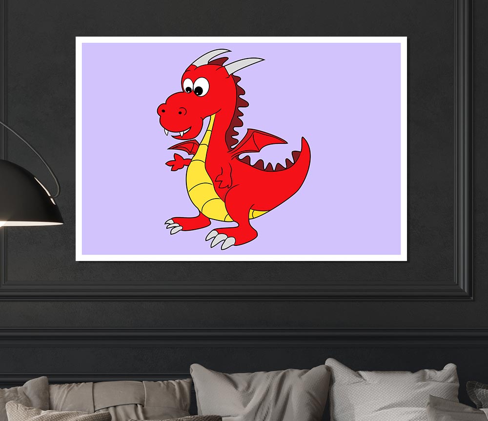 Big Dragon Lilac Print Poster Wall Art