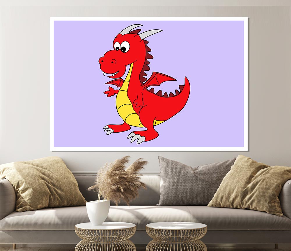 Big Dragon Lilac Print Poster Wall Art