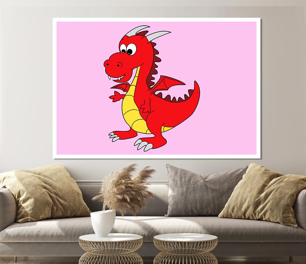 Big Dragon Pink Print Poster Wall Art