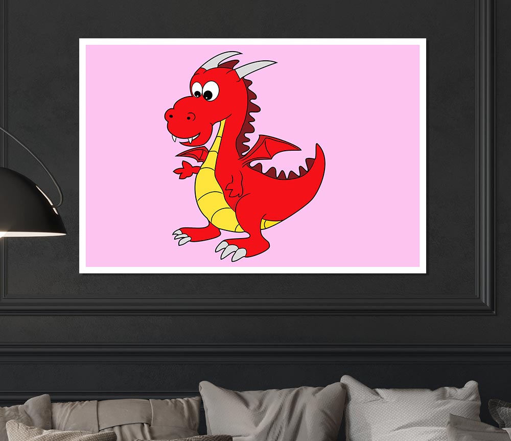 Big Dragon Pink Print Poster Wall Art