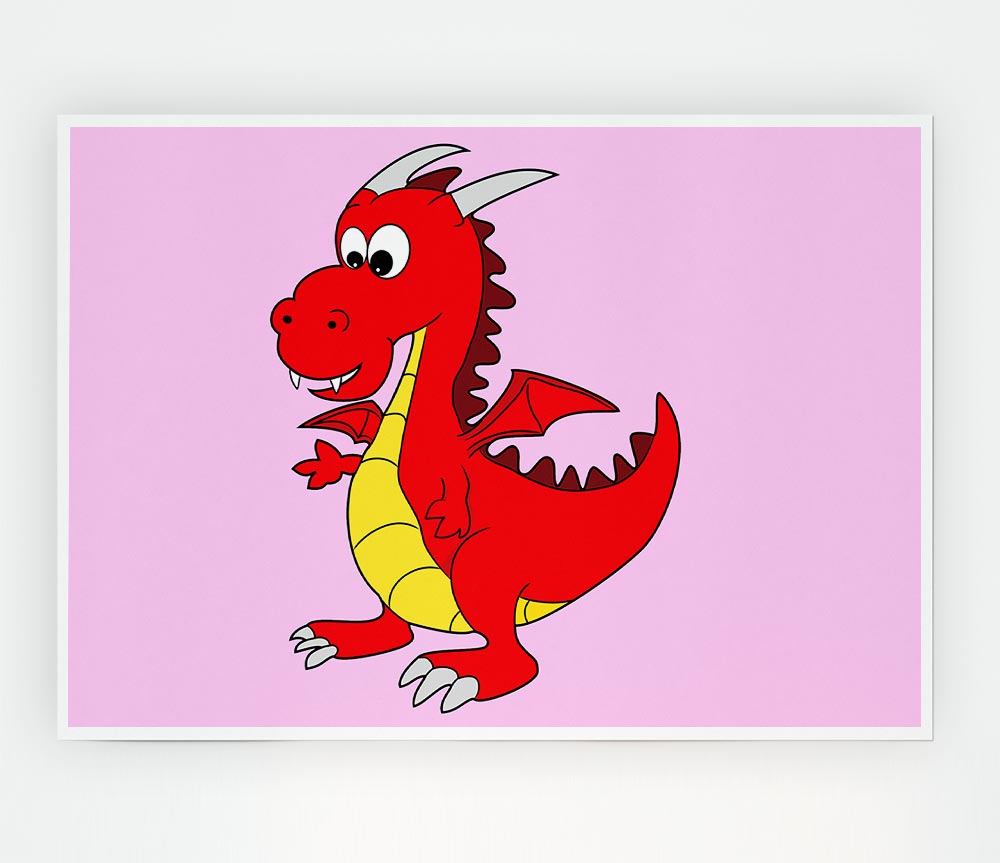 Big Dragon Pink Print Poster Wall Art