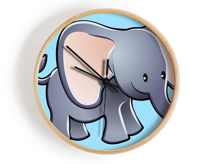 Big Eared Elephant Baby Blue Clock - Wallart-Direct UK