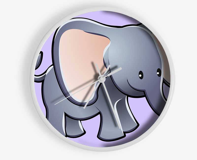 Big Eared Elephant Lilac Clock - Wallart-Direct UK