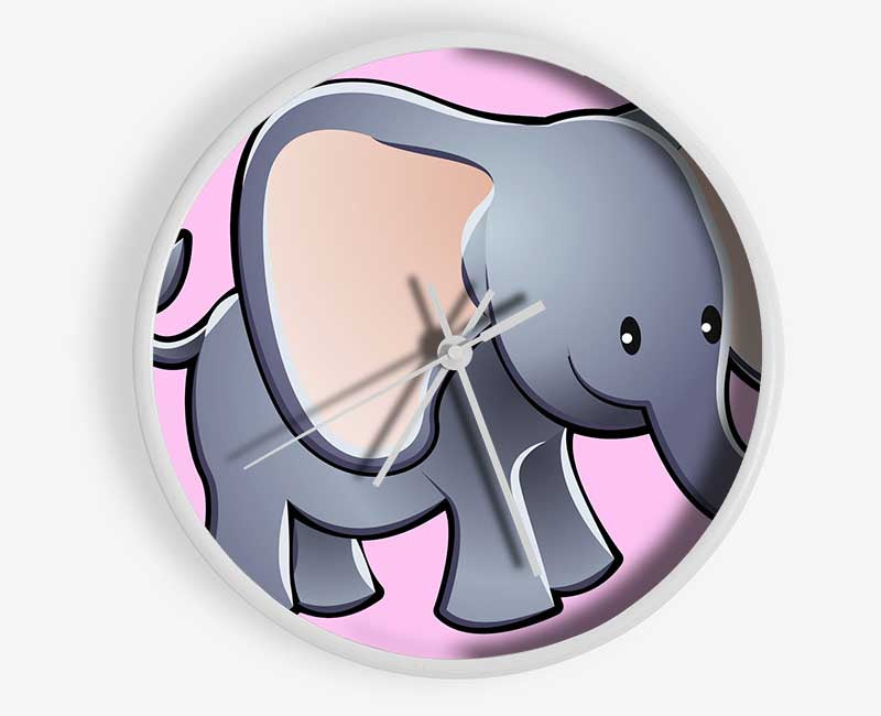 Big Eared Elephant Pink Clock - Wallart-Direct UK